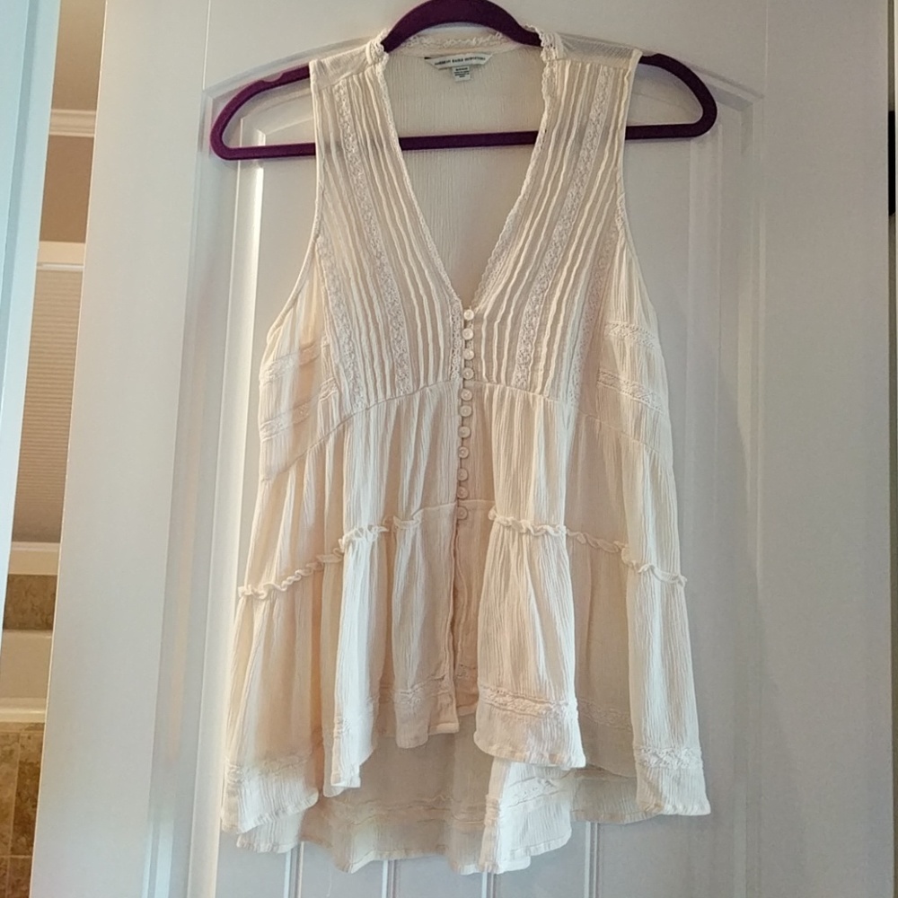 Cream/pale blush colored boho top